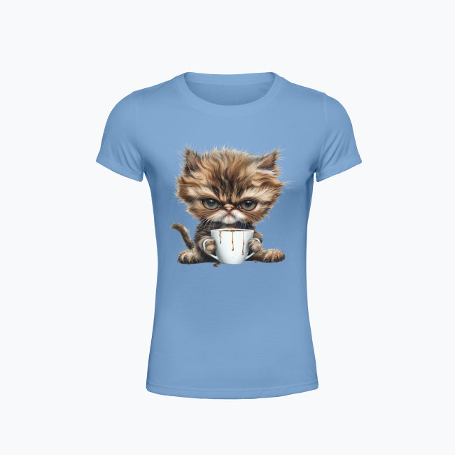 T-shirt damska z nadrukiem - Pan Mruczek Kawosz