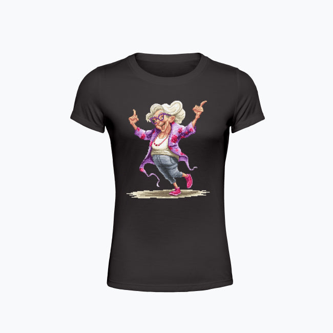 T-shirt damski z nadrukiem haftu - Szałowa babcia