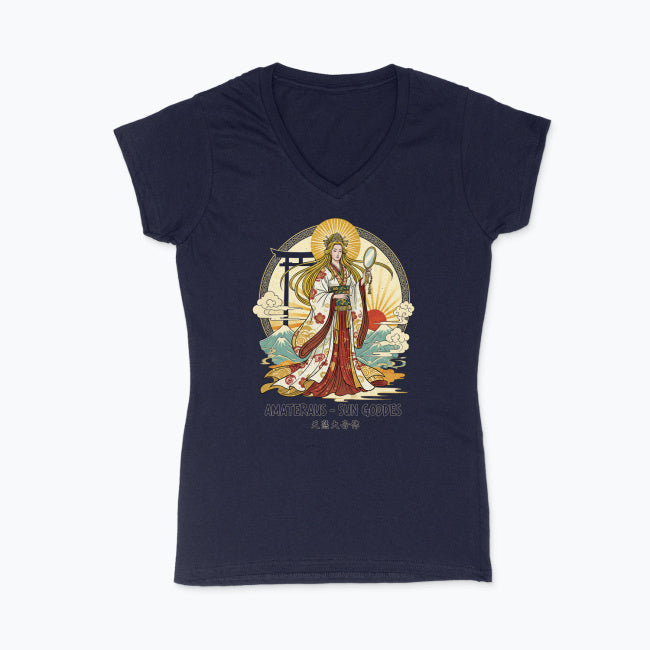 Koszulka damska V-neck - Amateraus - Mitologia japońska