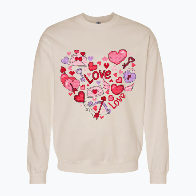 Bluza damska z nadrukiem haftu - Serce Love
