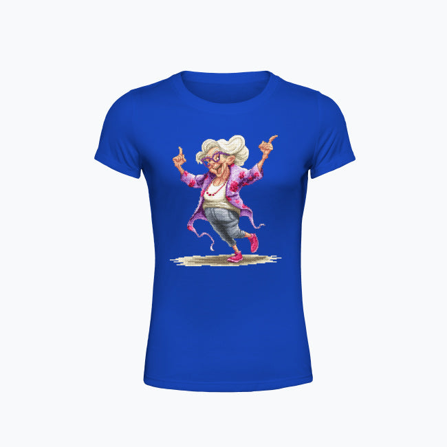 T-shirt damski z nadrukiem haftu - Szałowa babcia