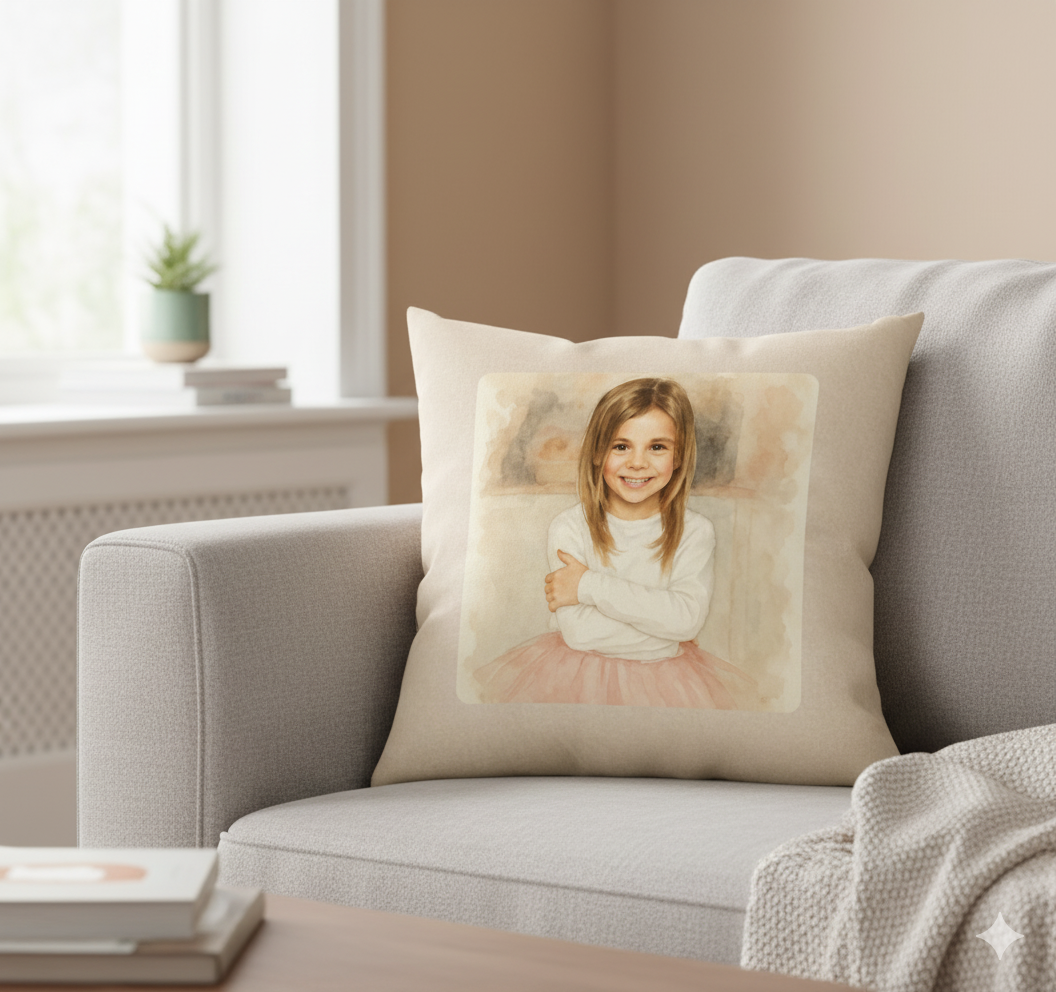 Poszewka na poduszkę personalizowana z własnym nadrukiem w stylu malarstwa akwarelowego