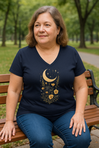 Koszulka damska V-neck - Księżyc w nowiu