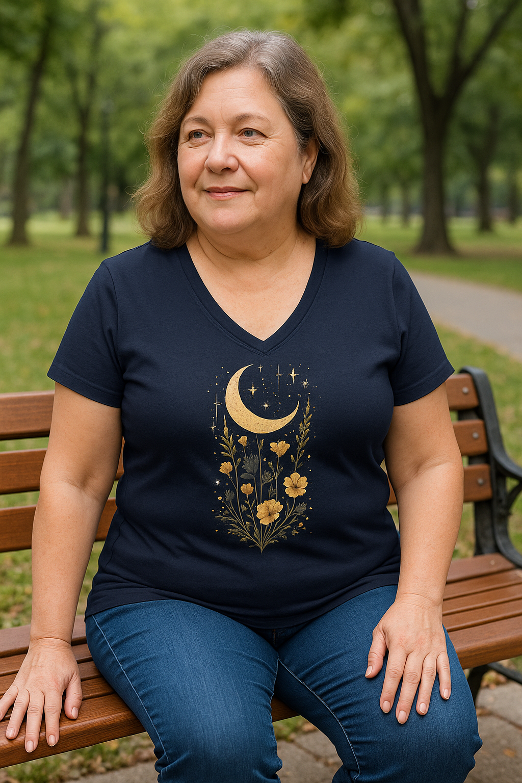 Koszulka damska V-neck - Księżyc w nowiu