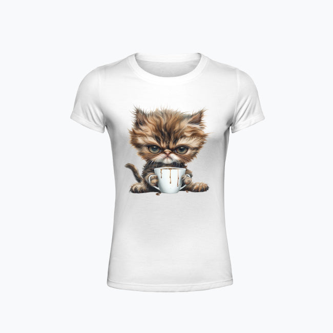 T-shirt damska z nadrukiem - Pan Mruczek Kawosz