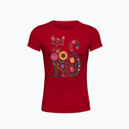 T-shirt damski z nadrukiem - Kwiatowy kot