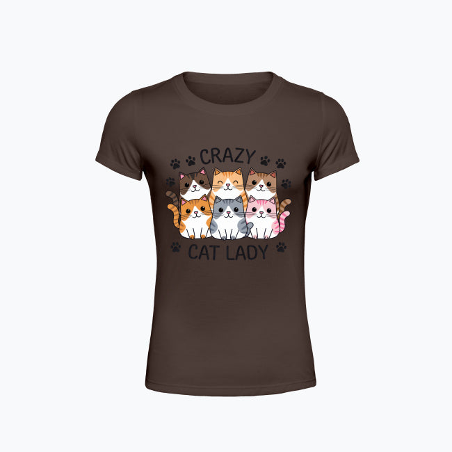T-shirt damski z nadrukiem - Crazy cat lady