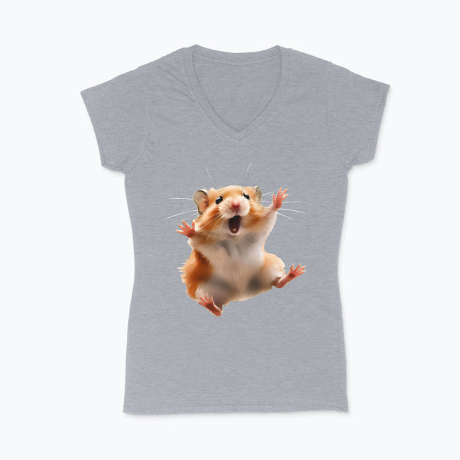 Koszulka damska V-neck - Szalony chomik