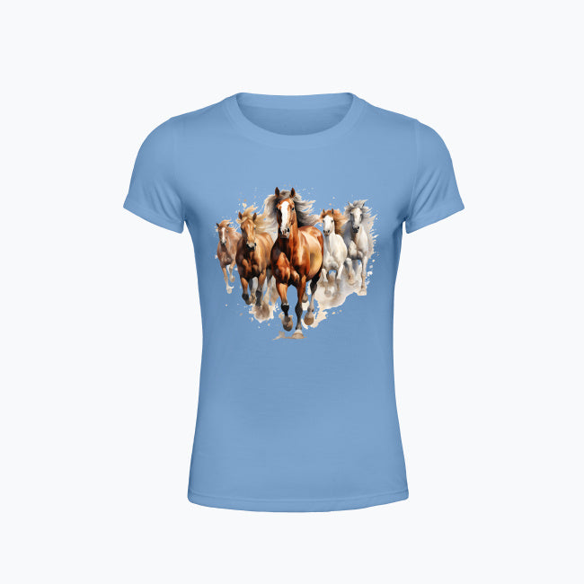 T-shirt damski z nadrukiem - Konie w galopie