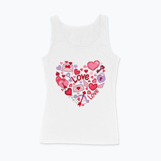 Damski Top z nadrukiem haftu - Serce Love