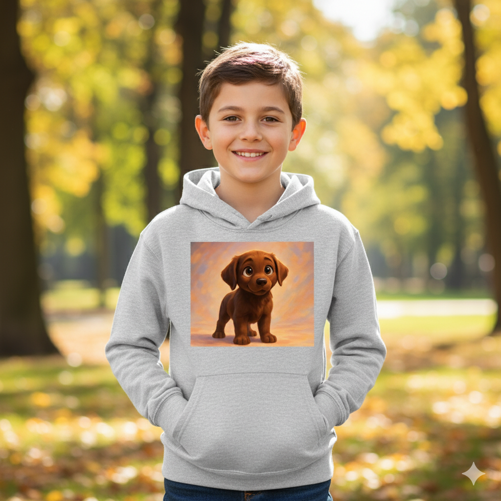 Bluza dziecięca z kapturem personalizowana z własnym nadrukiem w stylu bajkowej animacji