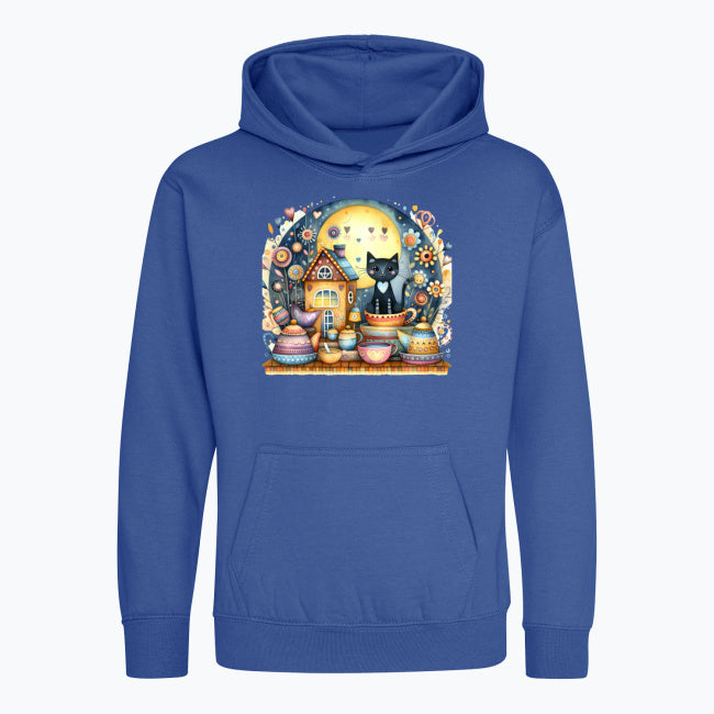 Bluza dziecięca z kapturem - Kotek w porcelanie
