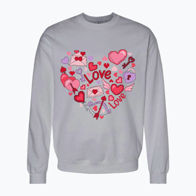 Bluza damska z nadrukiem haftu - Serce Love