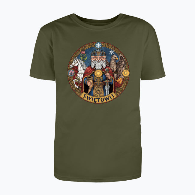 T-shirt męski z nadrukiem -  Świętowit - Mitologia słowiańska