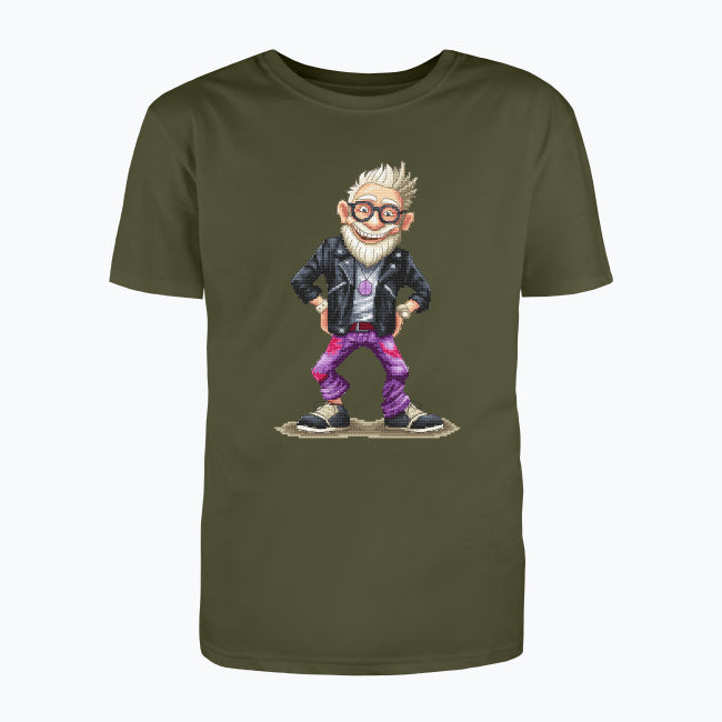 T-shirt męski z nadrukiem haftu - Wystrzałowy dziadek