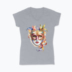 T-shirt damski V-neck - Maska karnawałowa