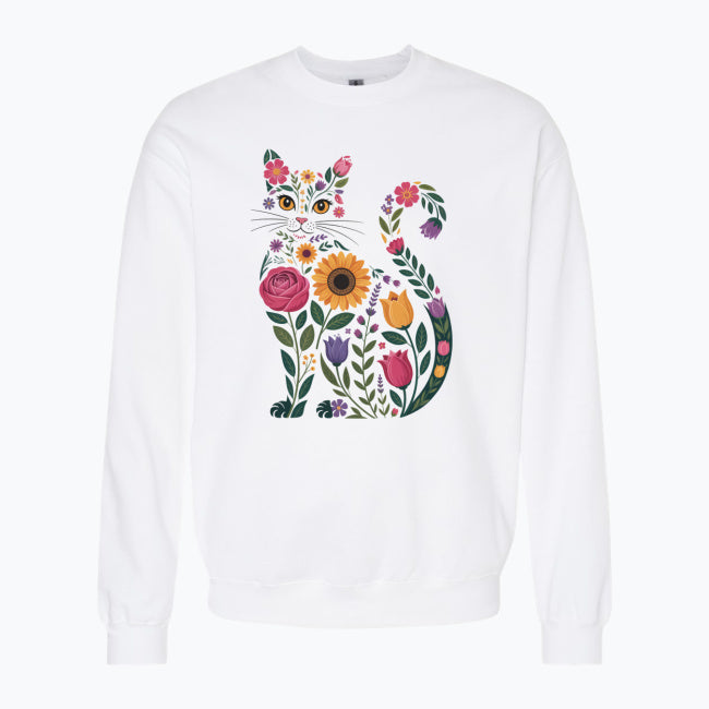 Bluza damska z nadrukiem - Kwiatowy kot