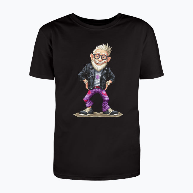 T-shirt męski z nadrukiem haftu - Wystrzałowy dziadek