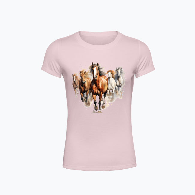 T-shirt damski z nadrukiem - Konie w galopie