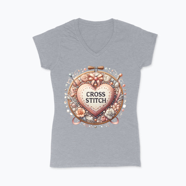 Koszulka damska V-neck - Cross stitch