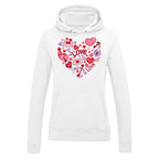 Damska bluza z kapturem z nadrukiem haftu - Serce Love