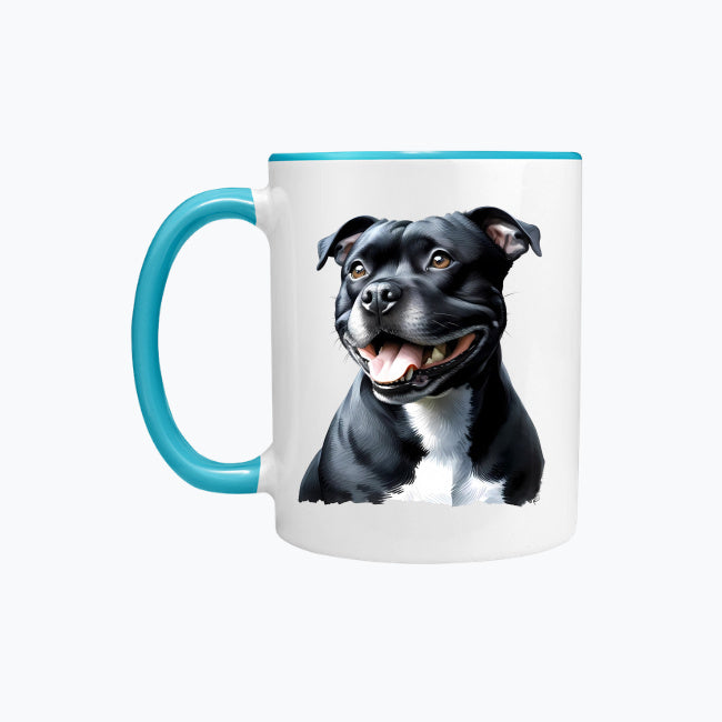 Kubek z kolorowym uchem z nadrukiem - Staffordshire Bull Terrier