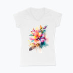 Koszulka damska V-neck - Kolorowy kwiat