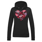 Damska bluza z kapturem z nadrukiem haftu - Serce Love