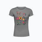 T-shirt damski z nadrukiem - Kwiatowy kot