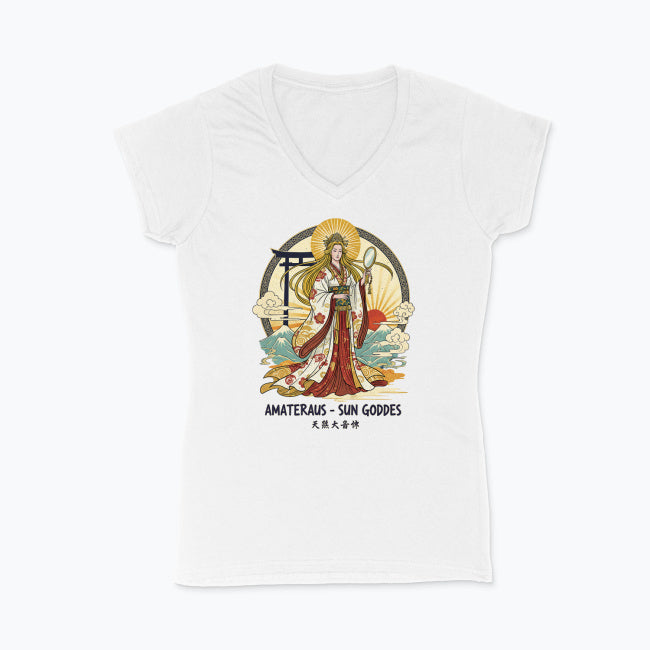 Koszulka damska V-neck - Amateraus - Mitologia japońska