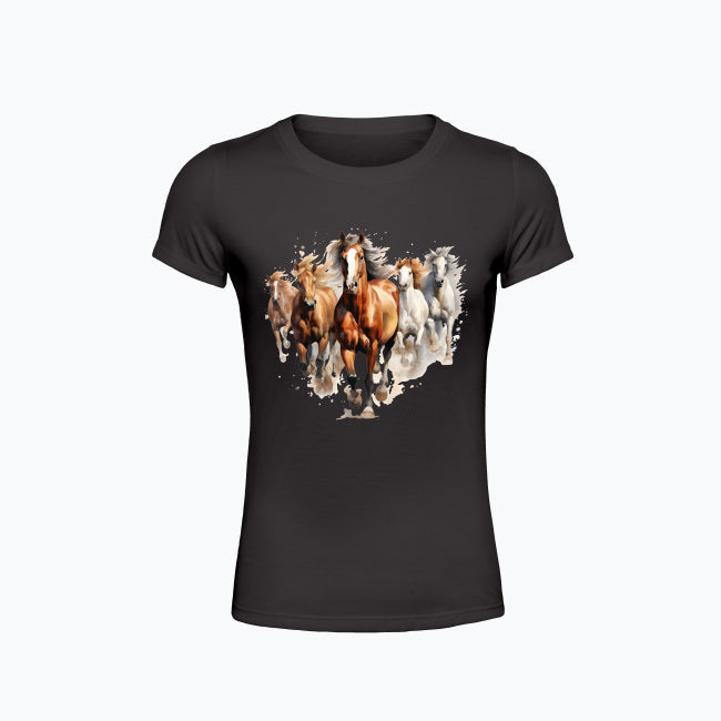 T-shirt damski z nadrukiem - Konie w galopie