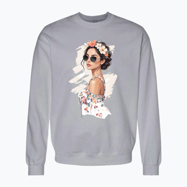Bluza z nadrukiem - Kobieta z wiankiem
