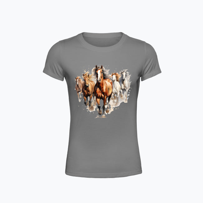T-shirt damski z nadrukiem - Konie w galopie