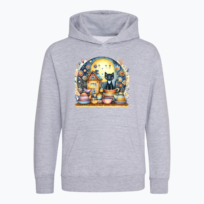 Bluza dziecięca z kapturem - Kotek w porcelanie