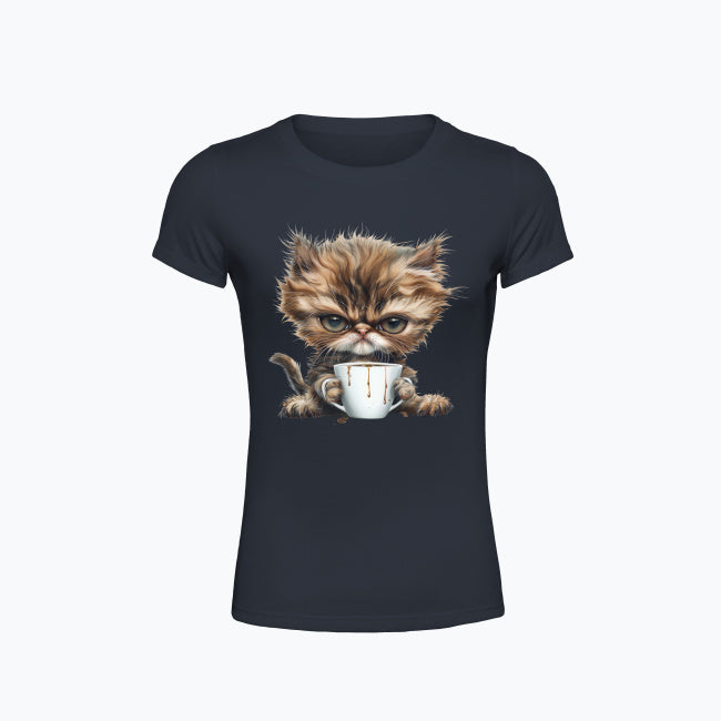 T-shirt damska z nadrukiem - Pan Mruczek Kawosz