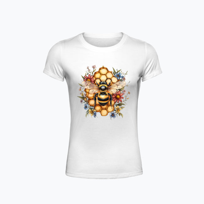 T-shirt damski - Pszczoła na plastrze miodu