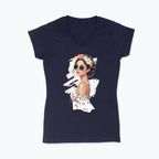 Koszulka damska V-neck - Kobieta z wiankiem