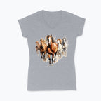 Koszulka damska V-neck - Konie w galopie