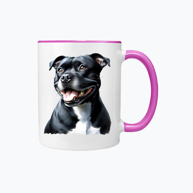 Kubek z kolorowym uchem z nadrukiem - Staffordshire Bull Terrier