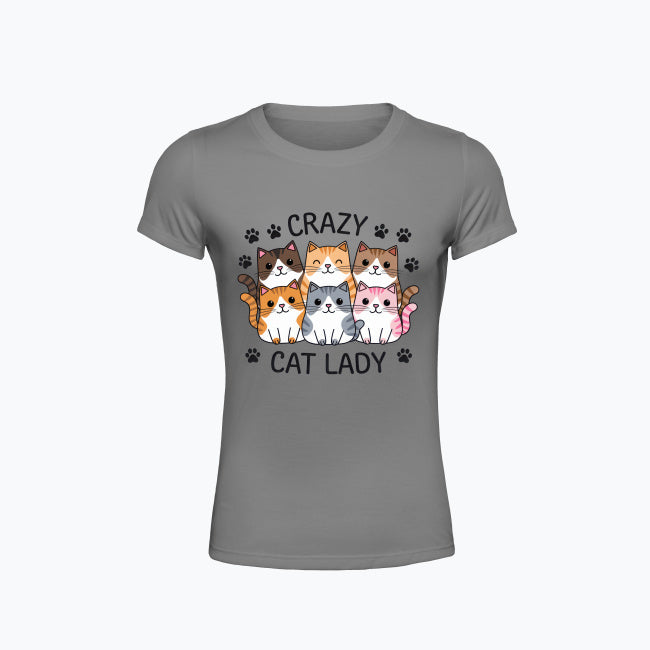 T-shirt damski z nadrukiem - Crazy cat lady