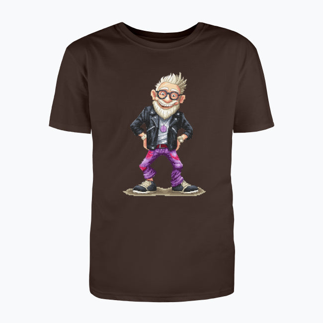 T-shirt męski z nadrukiem haftu - Wystrzałowy dziadek