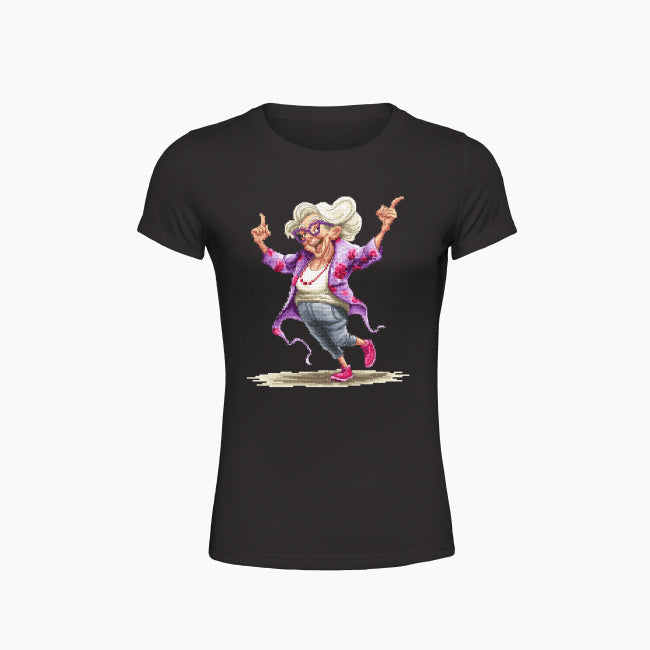 T-shirt damski z nadrukiem haftu - Szałowa babcia
