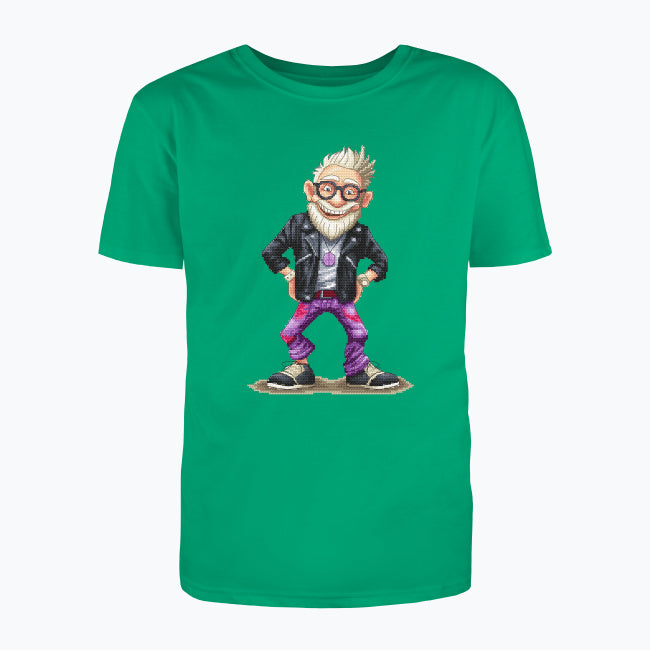 T-shirt męski z nadrukiem haftu - Wystrzałowy dziadek
