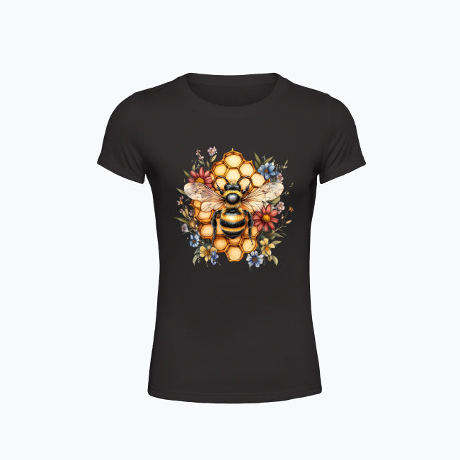 T-shirt damski - Pszczoła na plastrze miodu