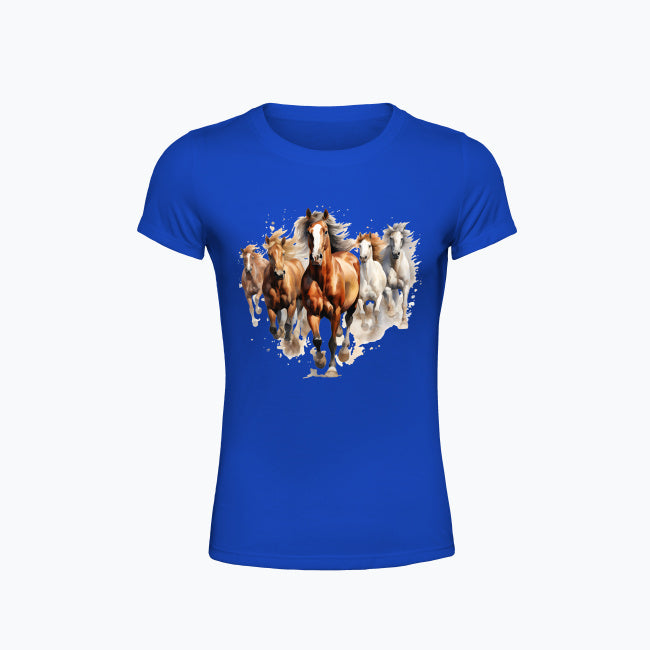 T-shirt damski z nadrukiem - Konie w galopie