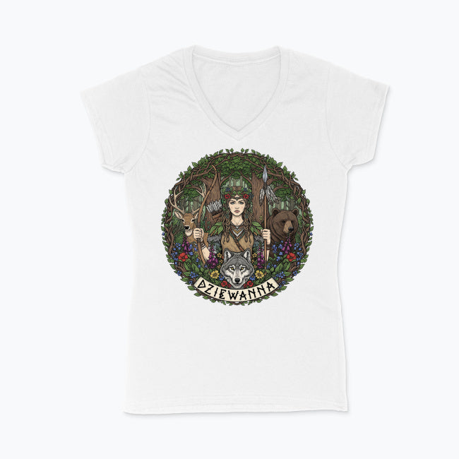 Koszulka damska V-neck - Dziewanna - Mitologia słowiańska