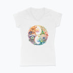 Koszulka damska V-neck - Kwiatowy Yin Yang