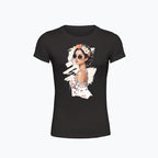 T-shirt damski z nadrukiem - Kobieta z wiankiem