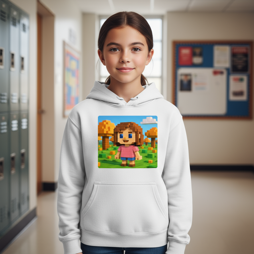 Bluza dziecięca z kapturem personalizowana z własnym nadrukiem w stylu gry komputerowej