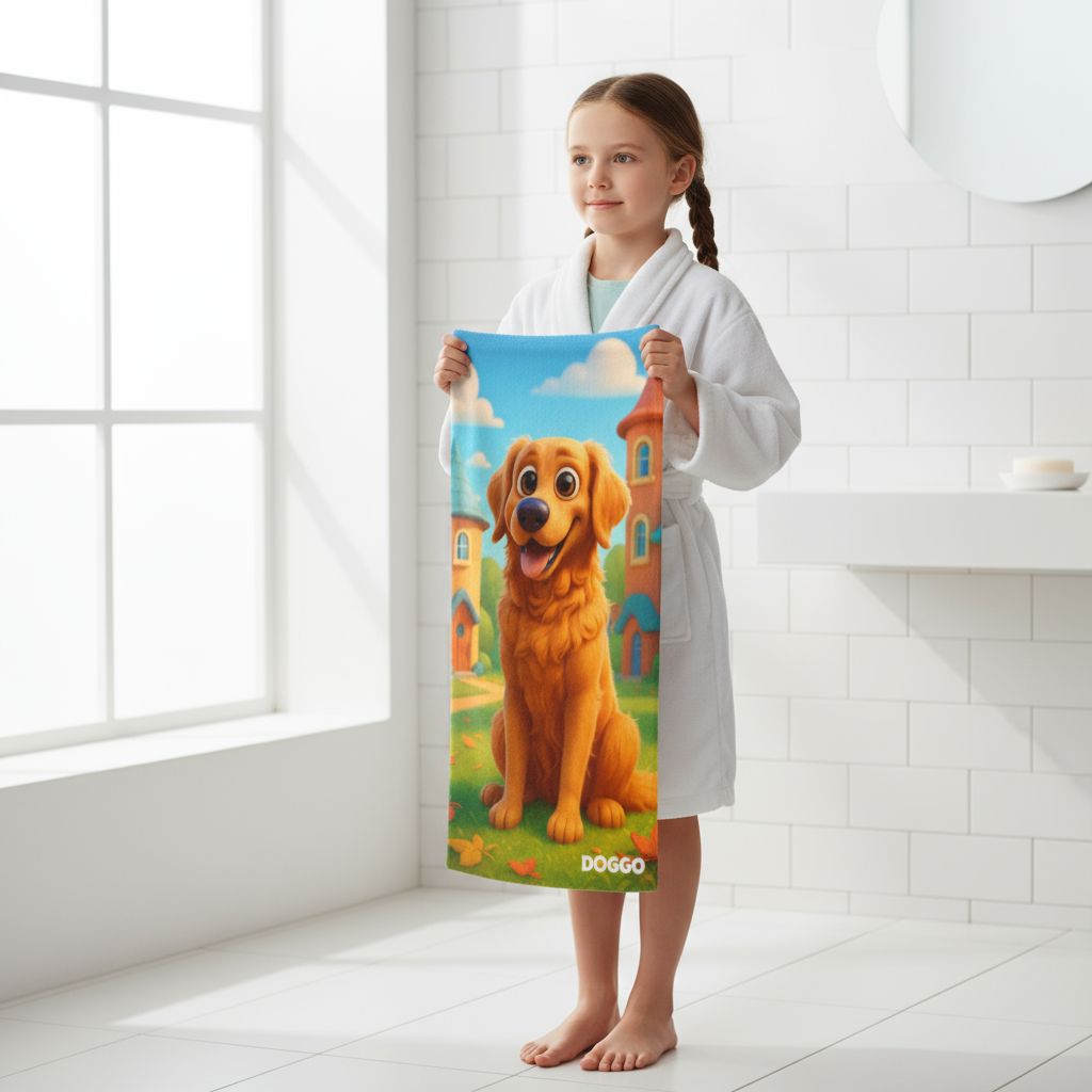 Ręcznik szybkoschnący personalizowany z własnym nadrukiem w stylu bajkowej animacji